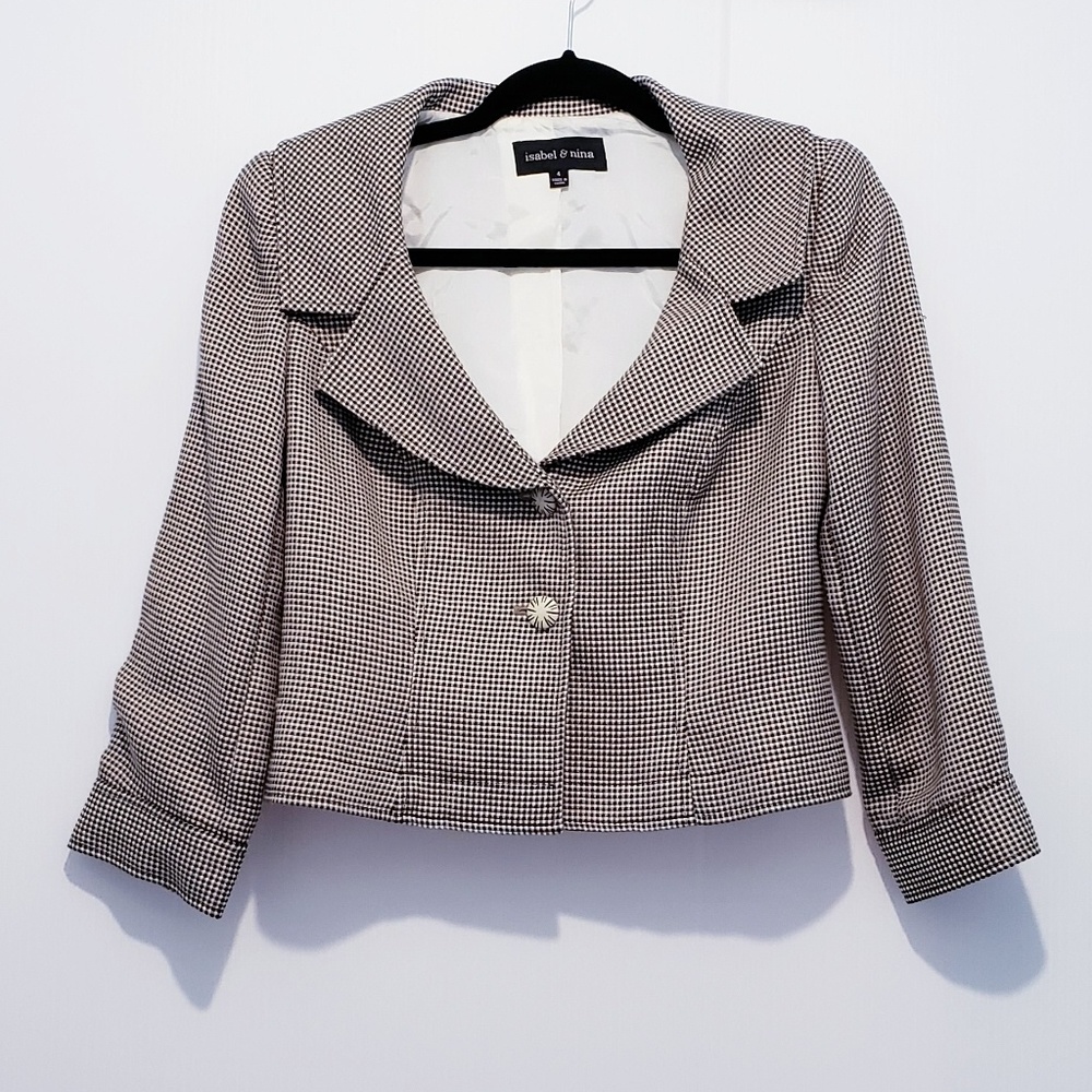Isabel & Nina Gingham Two Buttons Blazer Size 4
